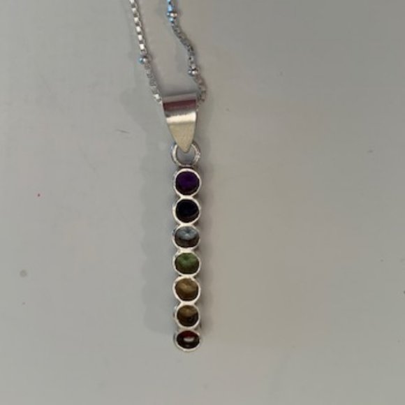 The Healing 7 Chakras Necklace Silver and Crystals - Picture 3 of 4